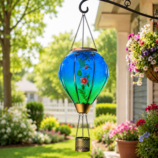 Hot Air Balloon Solar Lantern With Flame Effect